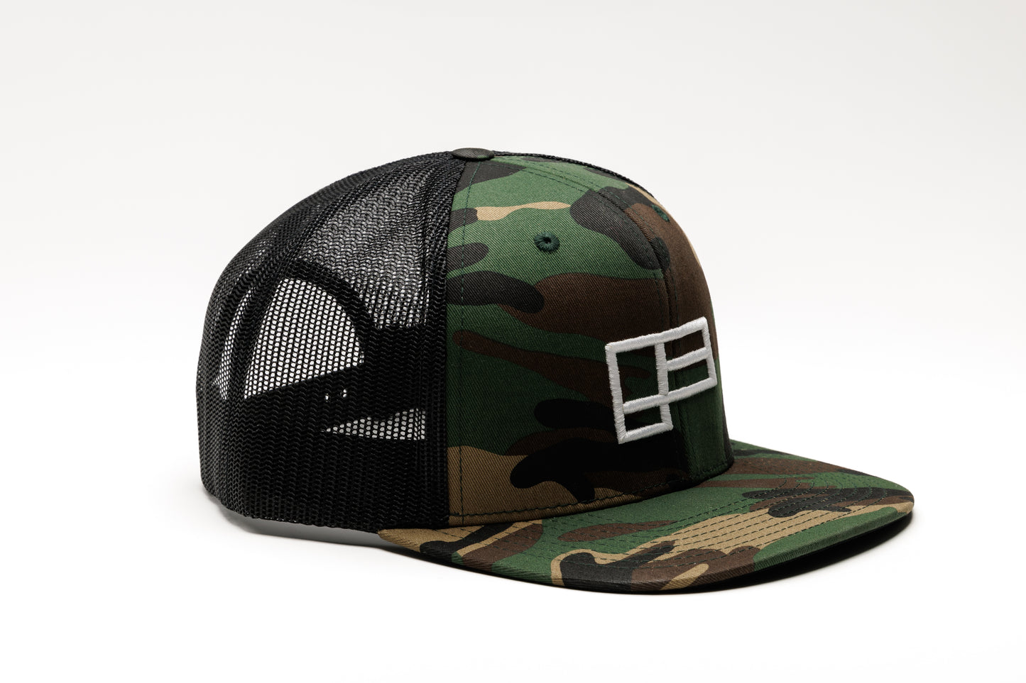Family Flat Bill Trucker - Green Camo/Black