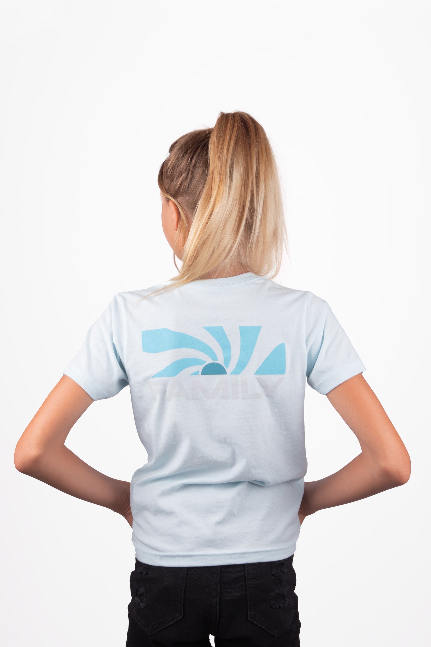 Kids light blue sunset tee
