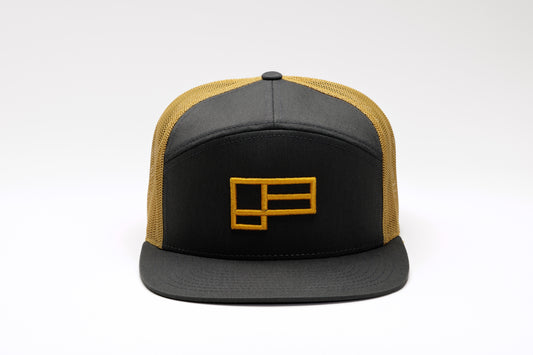 Family Seven-Panel Trucker Cap - Charcoal/Old Gold