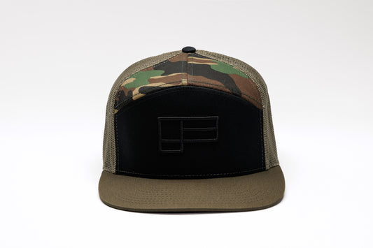 Family Seven-Panel Trucker - Black/Camo/Loden Green