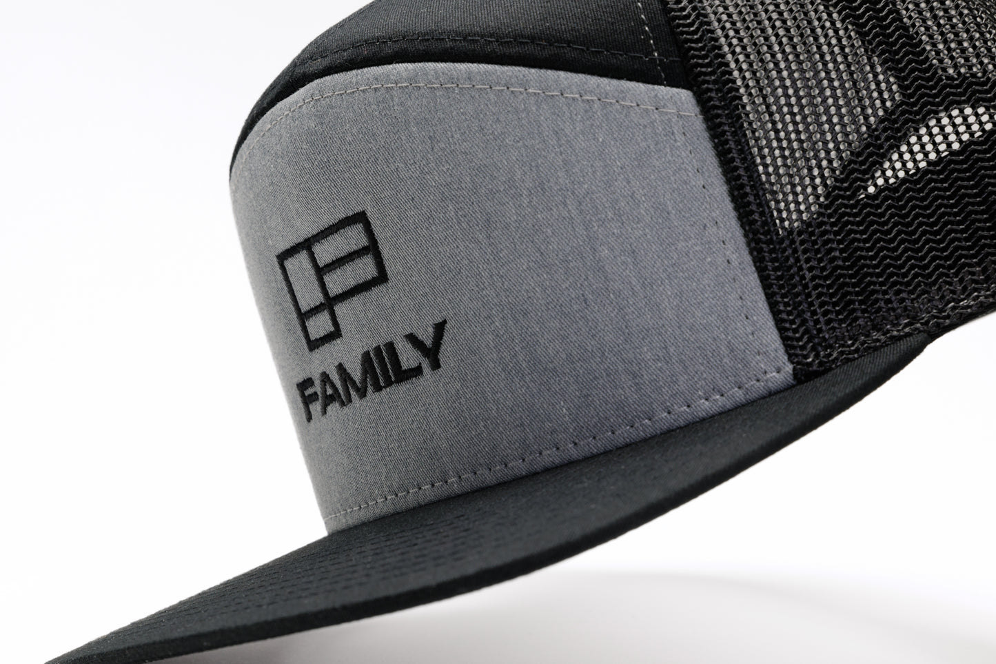 Family Seven-Panel Trucker Cap - Heather Grey/Black