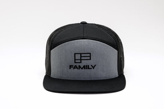 Family Seven-Panel Trucker Cap - Heather Grey/Black