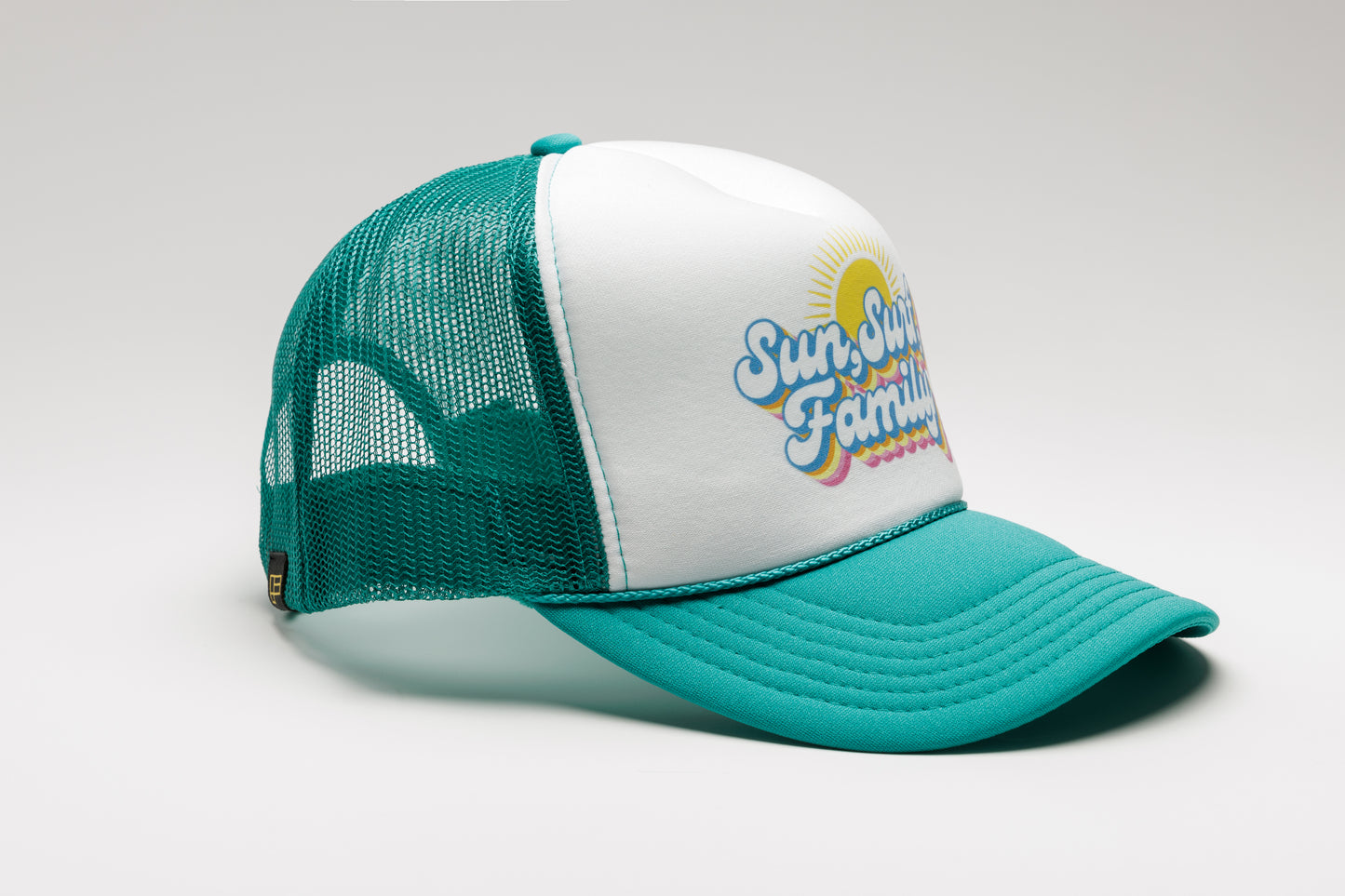 Sun, Surf, Family Trucker - Teal