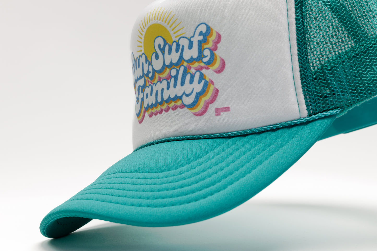 Sun, Surf, Family Trucker - Teal