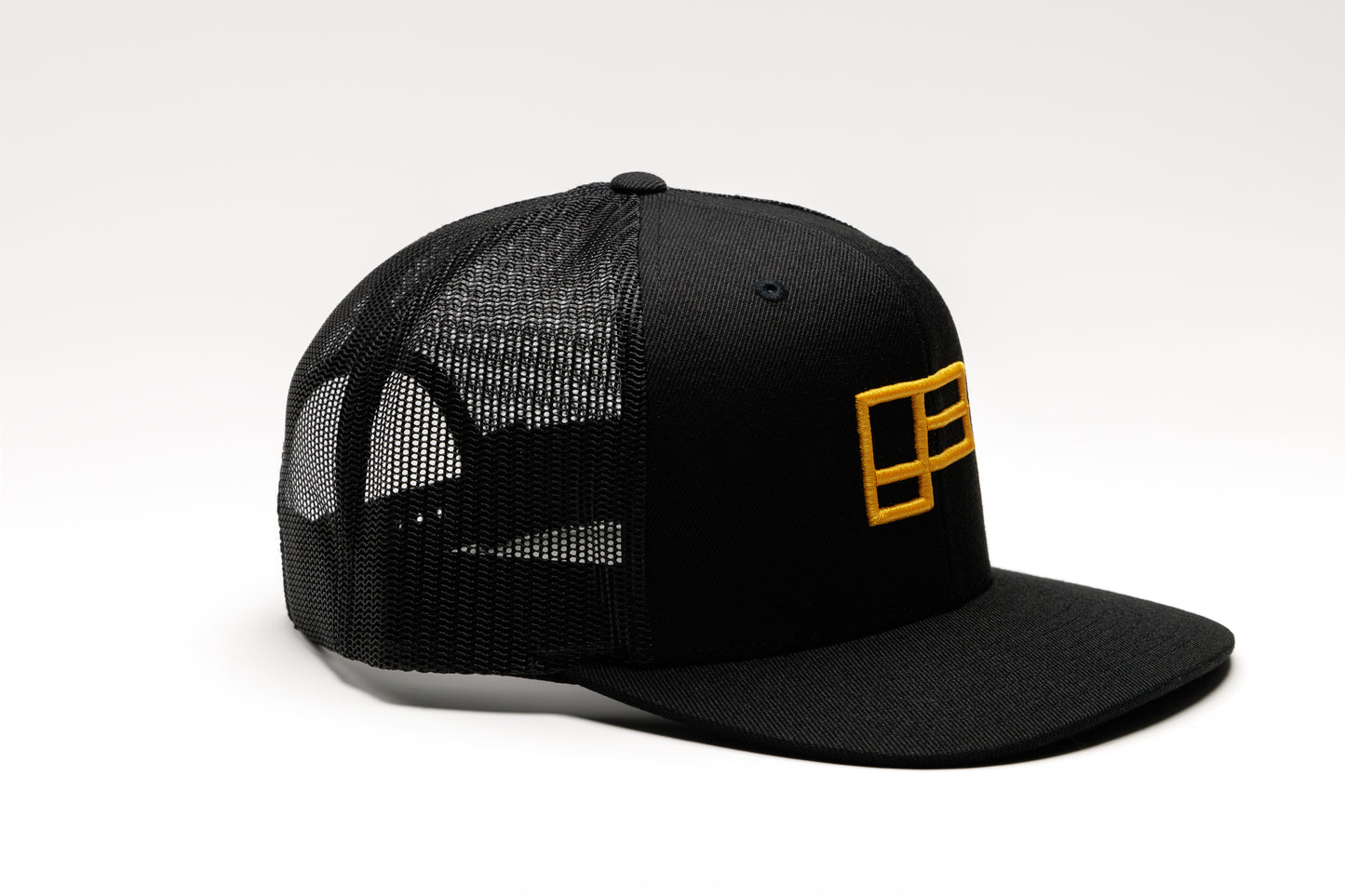 Family Flat Bill Trucker Hat - Black/Gold