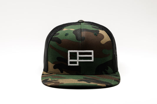 Family Flat Bill Trucker - Green Camo/Black